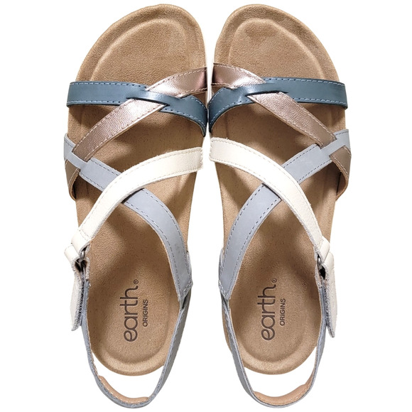 Earth Women Earth Women Slingback Strappy Sport Sandals Sterling Size US 8.5M Turquoise/Grey